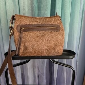Maurizio Taiuti Leather And Pony Hair Crossbody Bag. Italian Made.